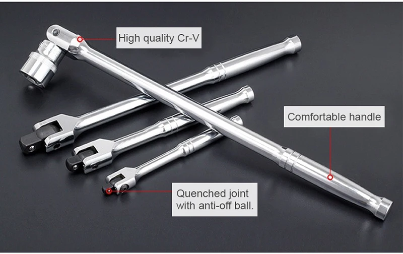 1 шт. CR-V 1/" 3/8" 1/" выключатель БАР гнездо привода 6-24" дюймов ручка 180 градусов гибкий головкой торцевой ключ бар Ручной инструмент