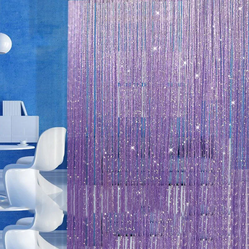 Блестящая кисточка 100x200 см, Блестящая серебряная струнная занавеска для окна или двери, сплошная занавеска, занавеска, обработка дверей, украшение для дома