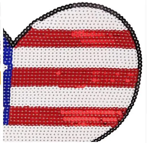 DD 1pcs/lot Sequins Hearted Flag Iron on Patches for Clothes Jeans Big Motif Embroidery Applique Heart Sequined Patch Sewing DIY | Дом и сад