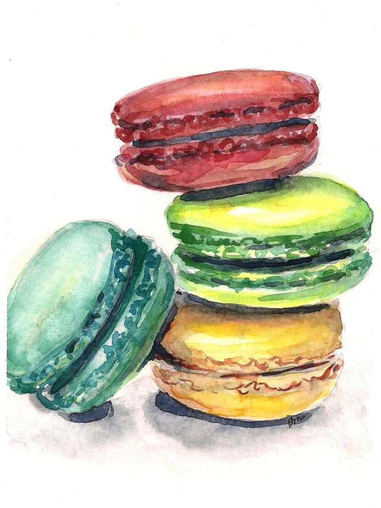 

Skills Artist Hand-painted Best Kitchen Decoration Oil Painting Handmade Macaron Cake Oil Painting For Coffee Bar Decoration