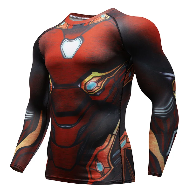 YXC-57 Tony Stark плотная футболка мужская новая одежда для косплея тренажерные залы компрессионная майка с длинным рукавом футболки для фитнеса и бодибилдинга Железный человек Майки - Цвет: YXC-57