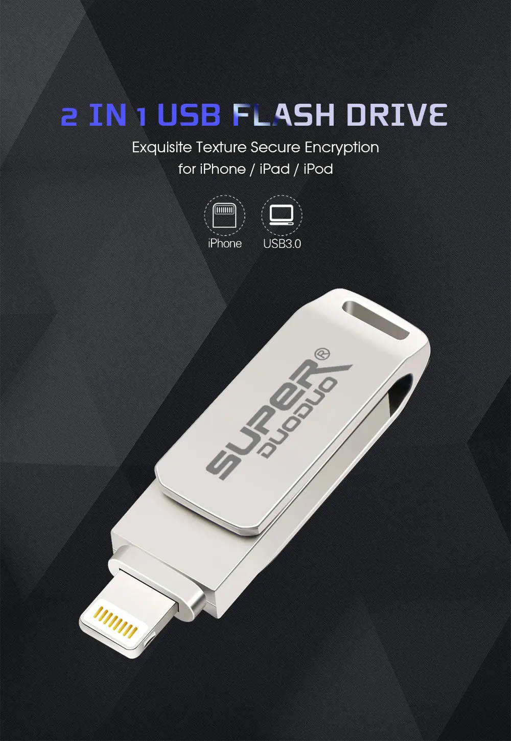 USB флэш-накопитель для iPhone X/8/7/7 Plus/6 Plus/6s/5/SE/ipad 2 в 1 флеш-накопитель 16 ГБ 32 ГБ 64 ГБ 128 ГБ флэш-накопитель usb 2,0