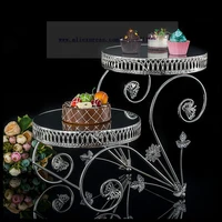 1 pc new double layer 12 inch mirror cake table high end star hotel buffet west point dessert cake stand