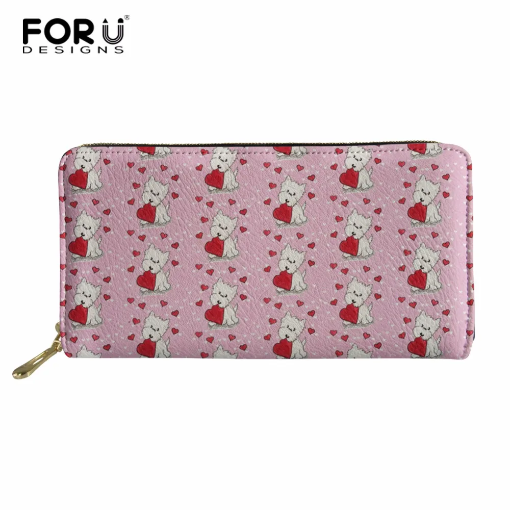 

FORUDESIGNS Westie Dog Women PU Leather Purse Female Long Wallet Card Holder Bag Large Capacity Money Bag carteras mujer