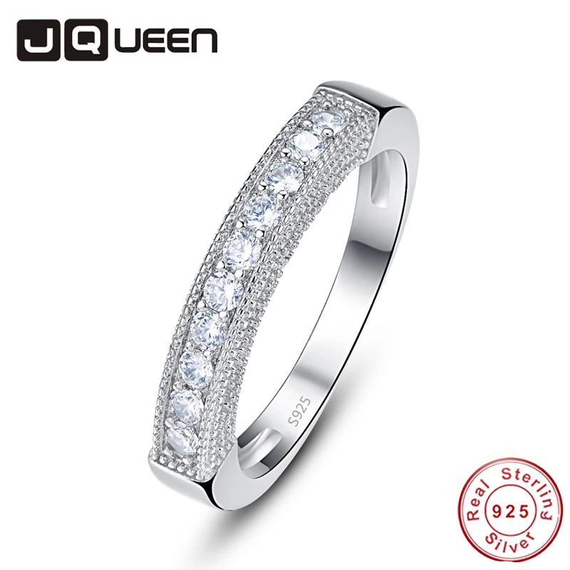 JQUEEN обручальные кольца из стерлингового серебра 925 пробы круглые с фианитом