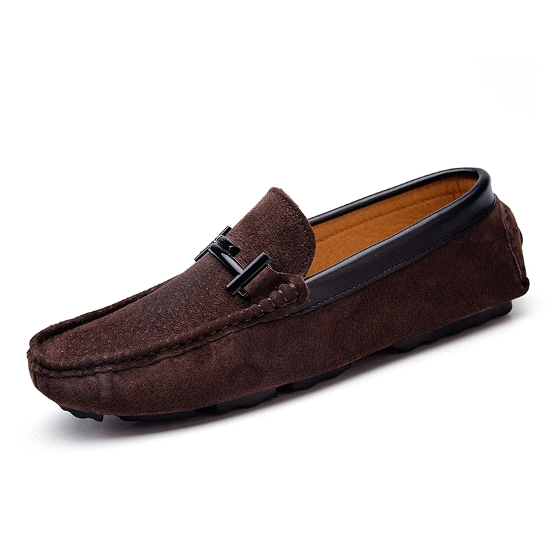 Men Shoes Loafers Casual Slip On Loafer Fur Moccasins Suede Size 6.5-10 Luxury Genuine Leather Driving | Обувь