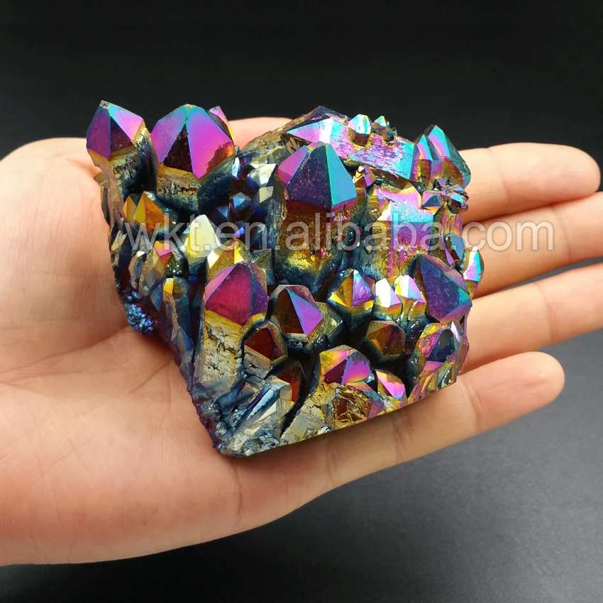 Большой титановый Радужный кварц кластерный красивый хрустальный декор минерал