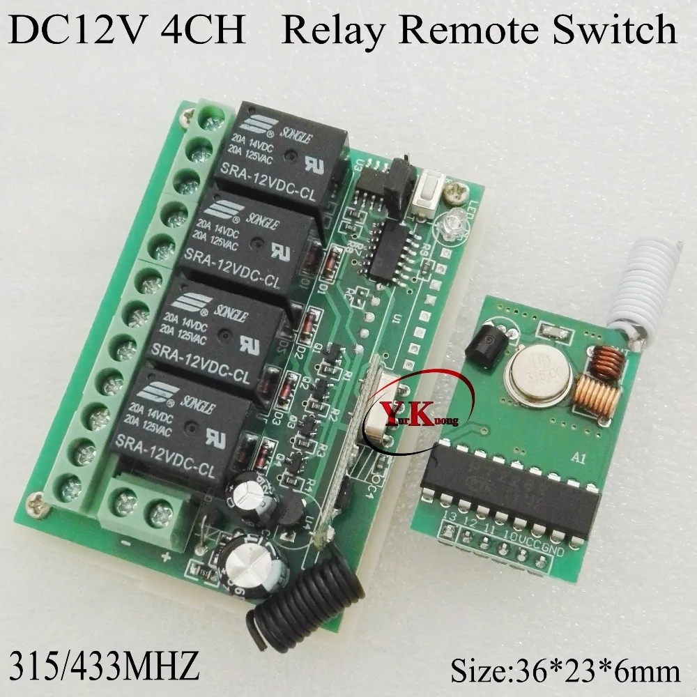 DC12V 4CH реле контактный пульт дистанционного управления Мини передатчик PCB 315 433 ASK