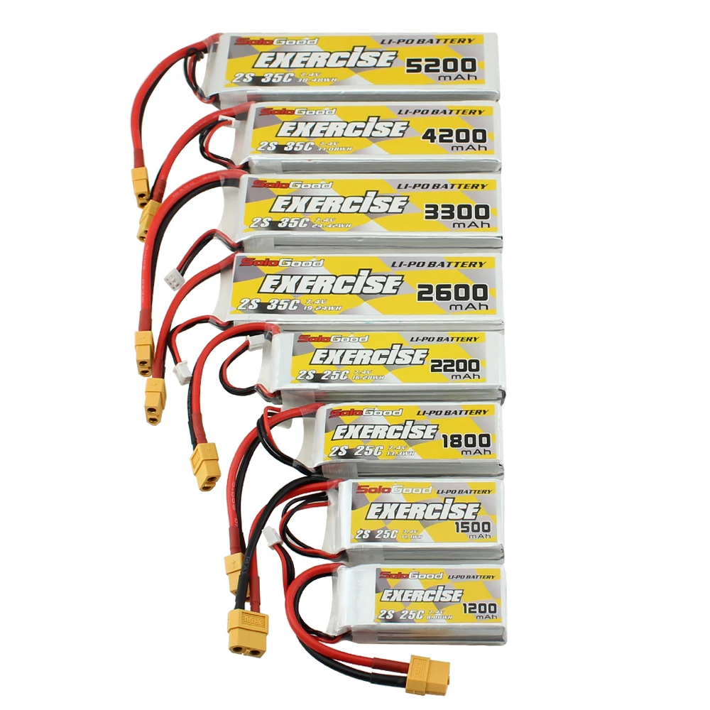 2 шт./упак. sologood 2S 7,4 V Lipo батареи 1200 1500 1800 2200 2600 мАч для тележка с четырьмя осями и передача машины Батарея