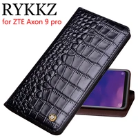 rykkz genuine leather flip case for zte axon 9 pro cover magnetic case for zte axon 9 pro cases leather cover phone cases fundas