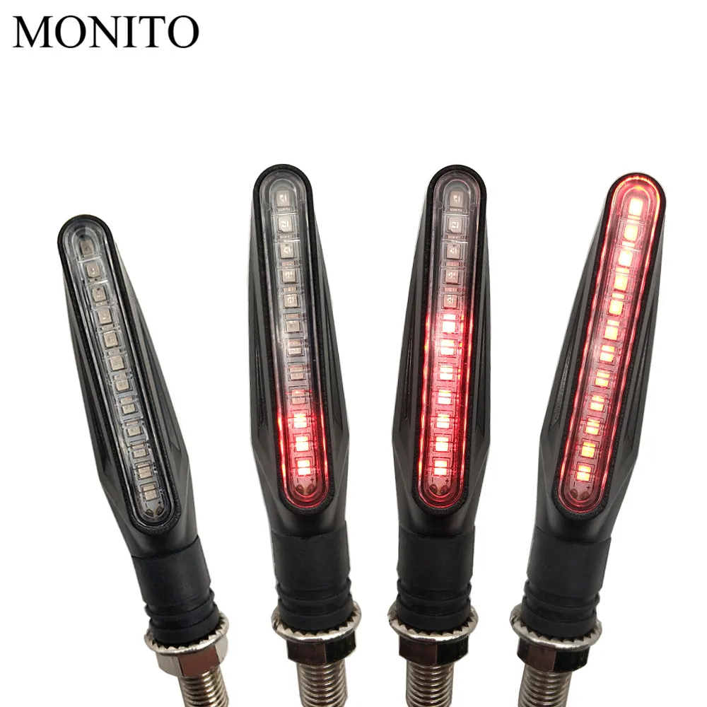 2 Pair Red Мотоцикл поворотники светодиодный свет течет вода мерцания мигалки лампа для Honda MSX 125 CB650R CB125R XADV X ADV 750X11 ST1300 - Цвет: 2 Pair Red