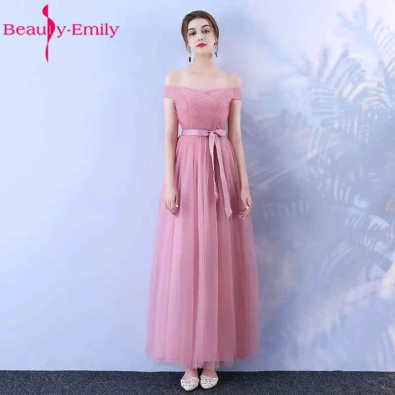 Женское длинное платье подружки невесты Beauty Emily розовое ТРАПЕЦИЕВИДНОЕ вечерние