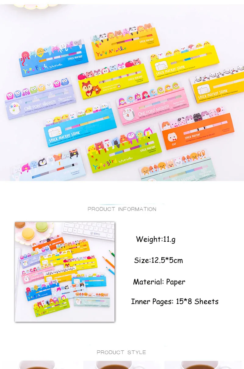 EZONE Kawaii, Мультяшные животные, стикеры для заметок в форме кошки/собаки/медведя, блокнот для заметок, блокнот, Стикеры для заметок, школьные офисные принадлежности