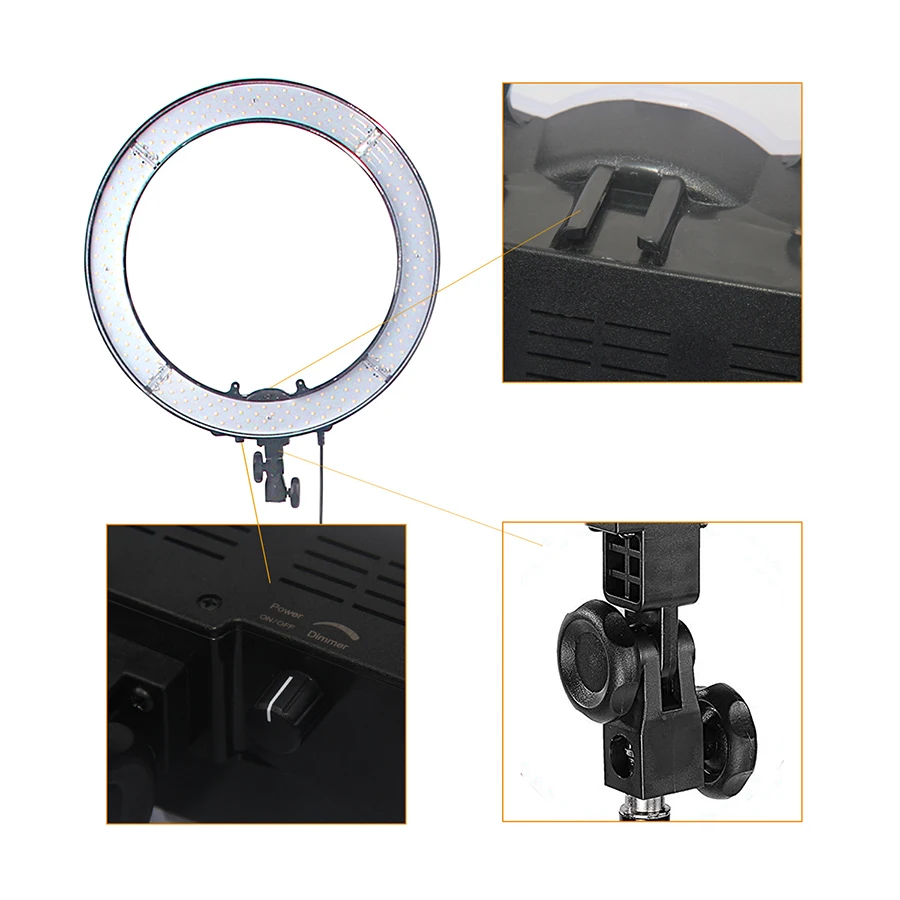

MAMEN Camera Photo Studio Phone Video 18inch 55W 240PCS LED Ring Light 5500K Photography Dimmable Ring Lamp With Bag and Plug