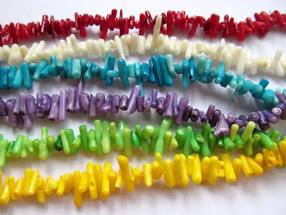 

Batch 5strands 8-20mm Coral freeform chips spikes green Red black white purple Bamboo Coral beads