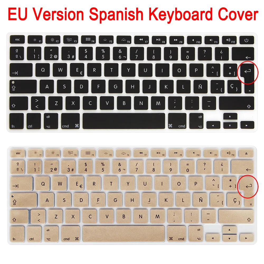 1 шт. чехол с испанской клавиатурой для Macbook Air 13 дюймов силиконовая черная