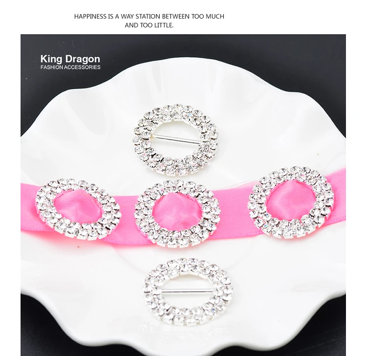 Новое поступление круглый квадратный Кристалл Rhinestone пряжки Приглашение Лента ползунок подарочная упаковка(внутренний бар 15 мм) 10 шт./лот KD538