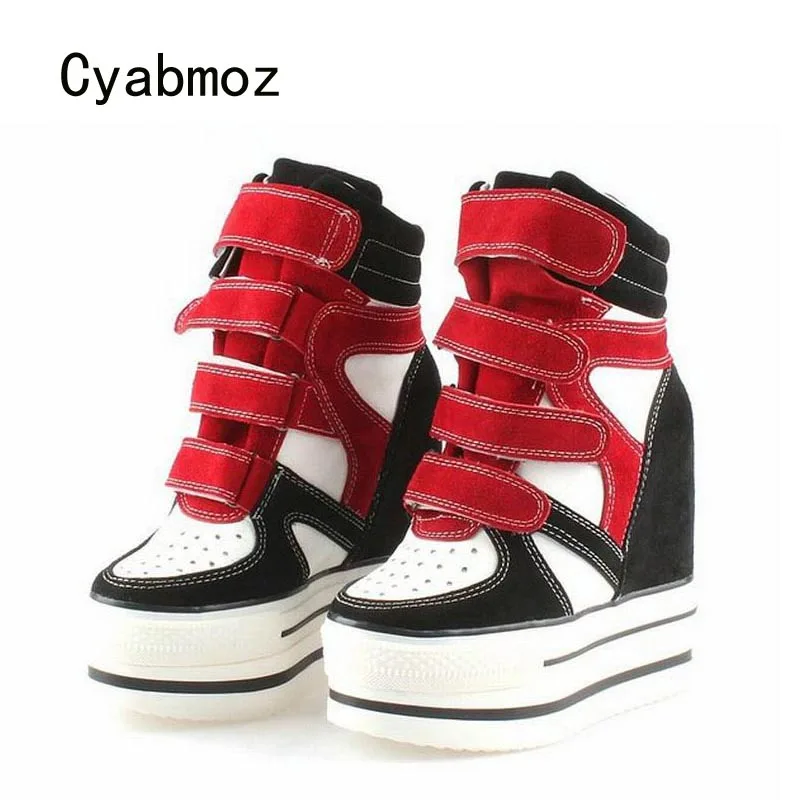 Женская обувь Cyabmoz из натуральной кожи на высокой платформе увеличивающая