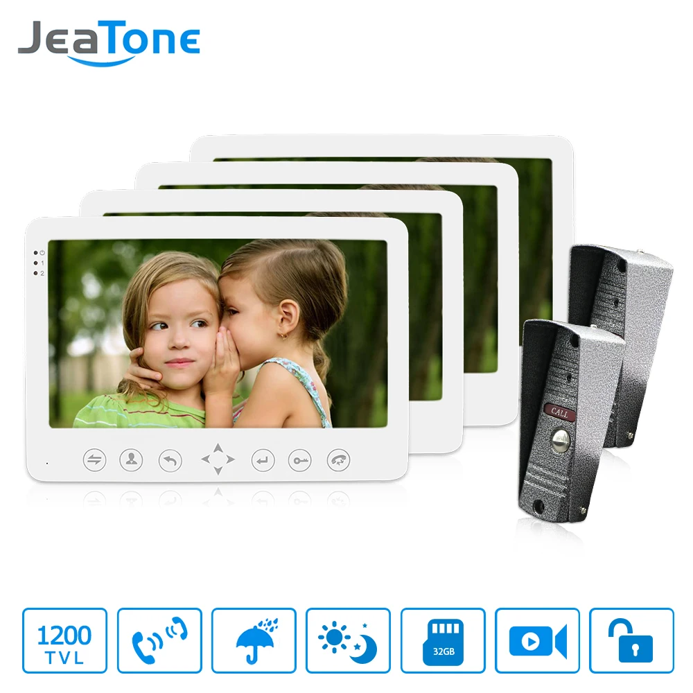 JeaTone проводной видео дверной звонок 7 дюймов HD домофон видеодомофон с