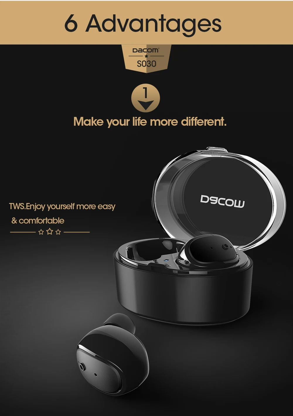 Dacom S030 Громкая связь наушник в ухо стерео гарнитура мини беспроводные bluetooth наушники для телефона