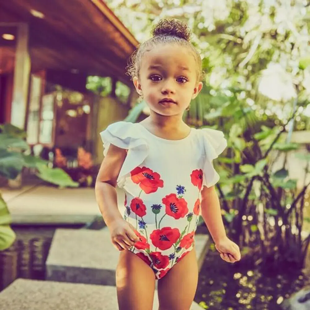 Imcute/Новинка Модный Купальник для маленьких девочек из полиэстера с цветочным