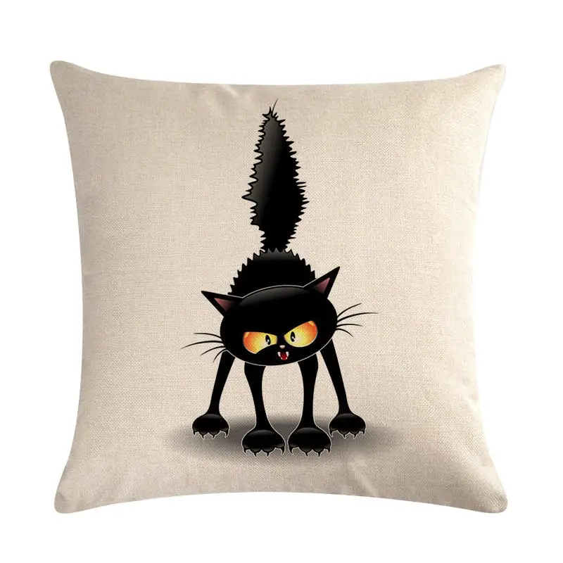 Наволочка 45 см * angry little black cat льняная наволочка для дивана декоративная подушка