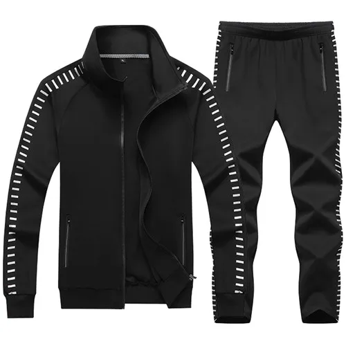 black Новые спортивные костюмы, мужской комплект, верхняя одежда, толстовки+ штаны, костюм, Весенняя толстовка, спортивная одежда, набор, Мужская толстовка, спортивные костюмы - Цвет: black