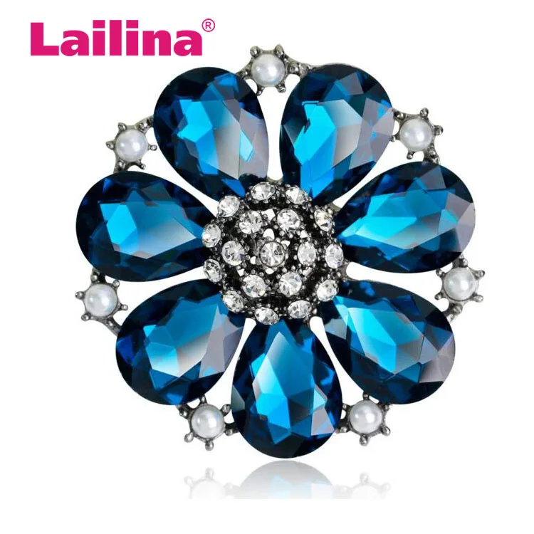 Factory Direct Sale Classic Crystal Rhinestones and Large Acrylic Flower Brooch Pins for Women in Various Colors | Украшения и
