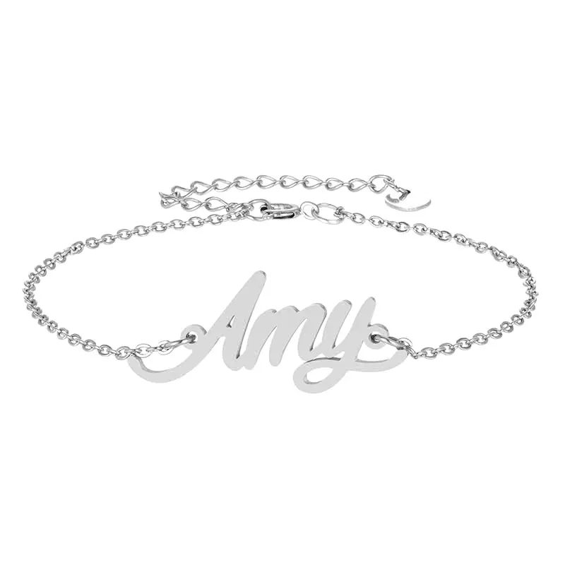 Браслеты подвески из нержавеющей стали с надписью Amy для женщин и девушек