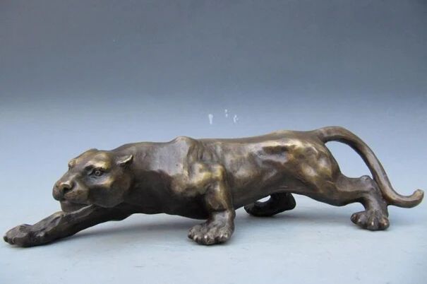 ZSR USPS to USA S3318 Chinese Refined Art Pure Bronze Copper animal leopard panther Cheetah Statues | Дом и сад