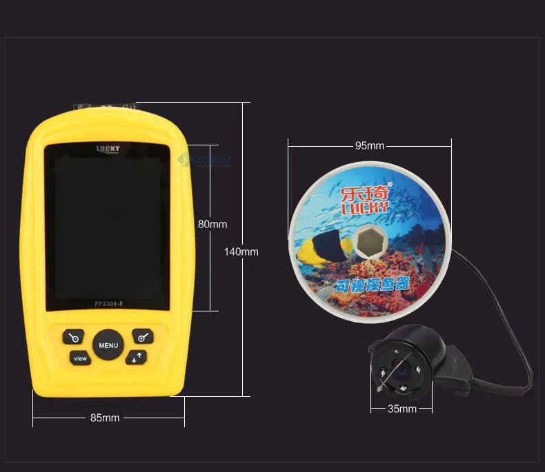 Lucky FF3308-8 Portable Wireless WiFi Fish Finder 40m Depth Sonar Sounder Alarm Transducer Fishfinder with Colorful Display | Спорт и
