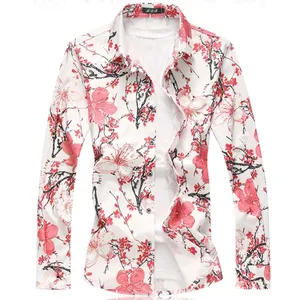 Разноцветный Повседневная рубашка для мужчин 2021 весенние мужские свитеры с длинными рукавами, детская одежда, рубашки для мужского размера плюс модные цветочные рубашки 7XL 6XL 5XL-M