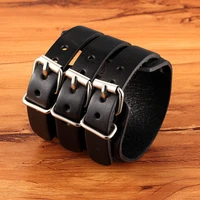 tyo classic mens boys adjustable genuine leather cuff bracelet punk rock jewelry blackbrown three layers watch bangles