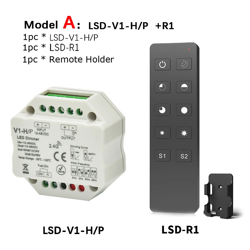 Model A Светодиодный диммер 12V 24V 48V 6A/3A PWM Беспроводной с регулируемой частотой 2,4G RF светодиодный диммер переключатель ВКЛ/ВЫКЛ для одного Цвет Светодиодные ленты светильник - Цвет: Model A