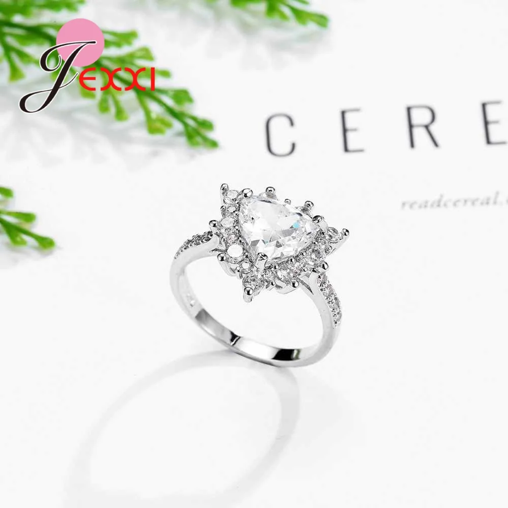 Заводская цена кольцо в форме сердца белый кристалл камень Обручальные 925 пробы