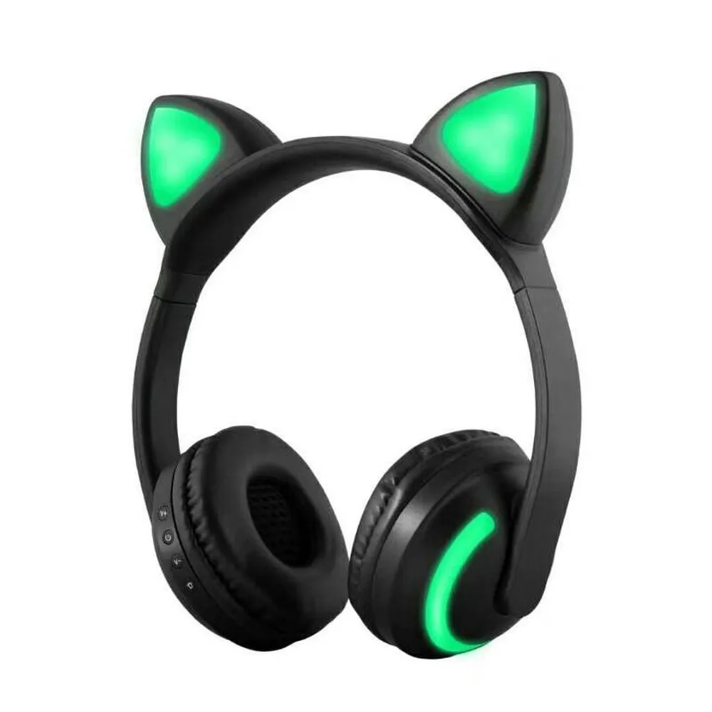 Беспроводные Bluetooth наушники с кошачьими ушками светящаяся гарнитура заячьими