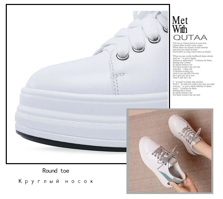QUTAA/; женские туфли-лодочки; женские туфли на танкетке; универсальные повседневные женские туфли-лодочки на платформе из коровьей кожи и искусственной кожи; размеры 34-42
