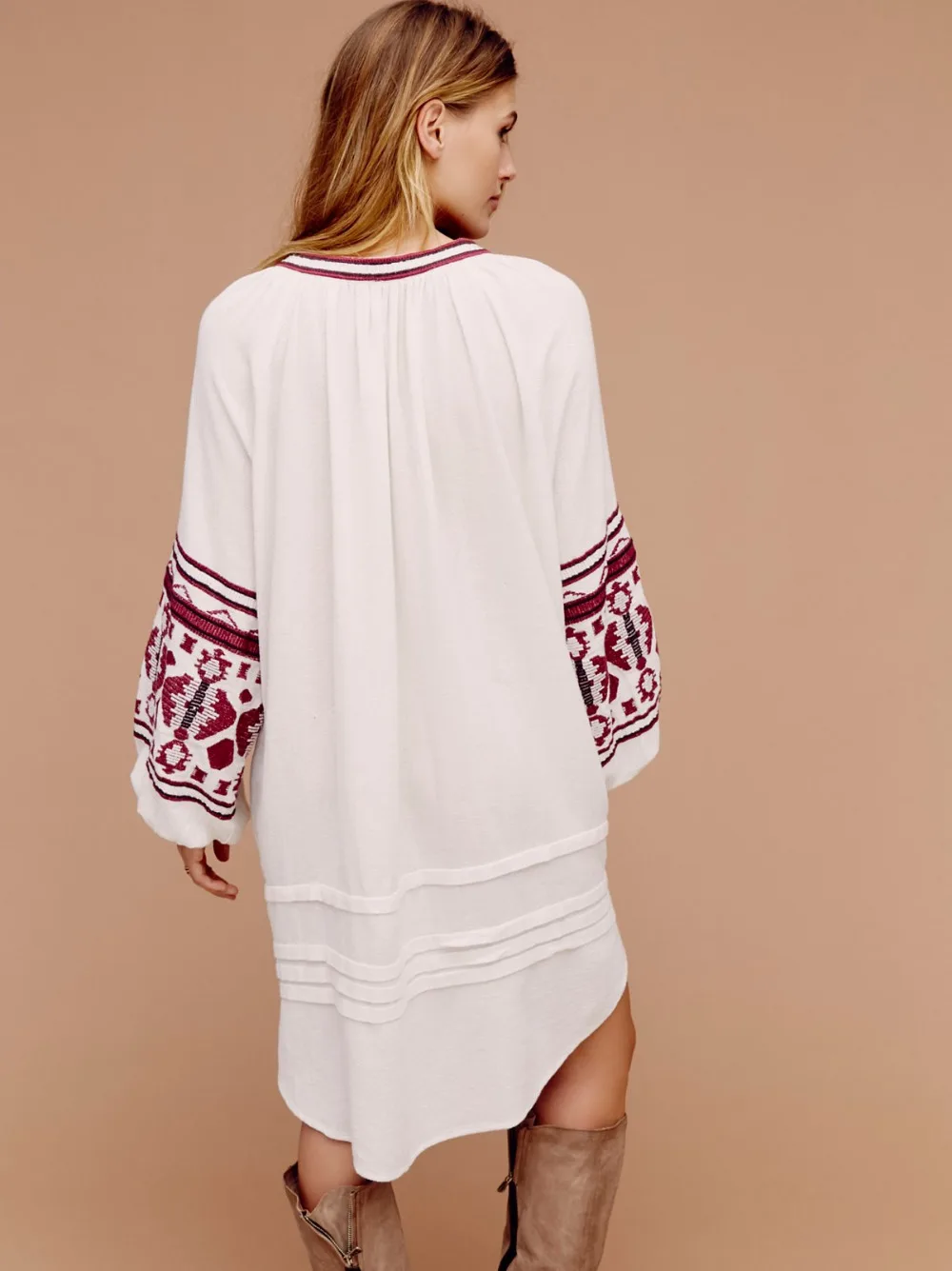 YACKALASI богемное женское платье Лето Vestido свободный вышитый Винтаж Плюс Размер Hoho