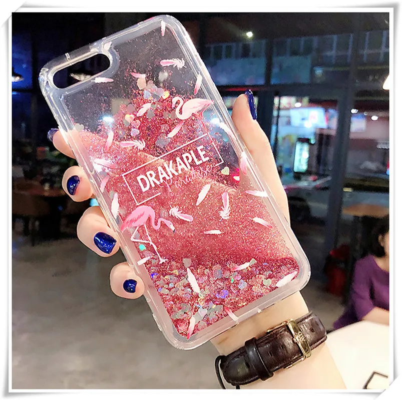 Flamingo Case for iPhone 6 6s 7 8 Plus X XR XS Max liquid glitter cover For Xiaomi Mi A1 A2 Mix 2s 3 Redmi 5 Note Pro |