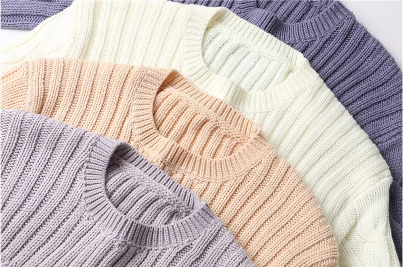 Solid O-neck Twisted Women Knitted Sweater Autumn Full Sleeve Short Style Sweaters and Pullovers Casual Female jumper tops 2018 | Женская