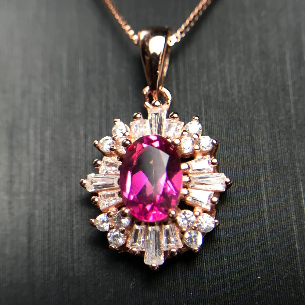 Ожерелье с розовым топазом, серебро 925 пробы, новый магазин, цена, женский кулон в Европе и Америке от AliExpress WW