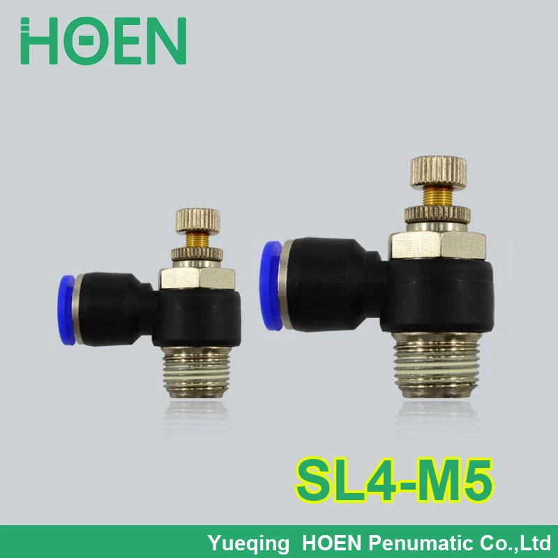 

100 SL4-M5 Pneumatic 4MM Tube Pipe Hose Air Fittings Quick Push In M5 Pressure Regulate Connector Flow Control SL04-M5 Adjuster