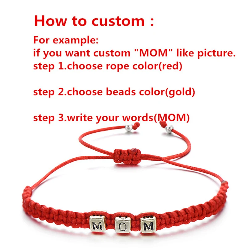 

IYOE Custom DIY String Rope Red Thread Bracelets Women Men Couple Kids LOVE King Queen His Hers Mom Letter Bracelet Friendship