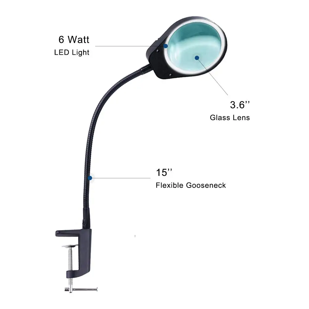 Dimmable Led Magnifying Clamp 2 in 1 Lighted Magnifier Desk Lamp 5X 8X 10X Adjustable LED light Flexible Arm
