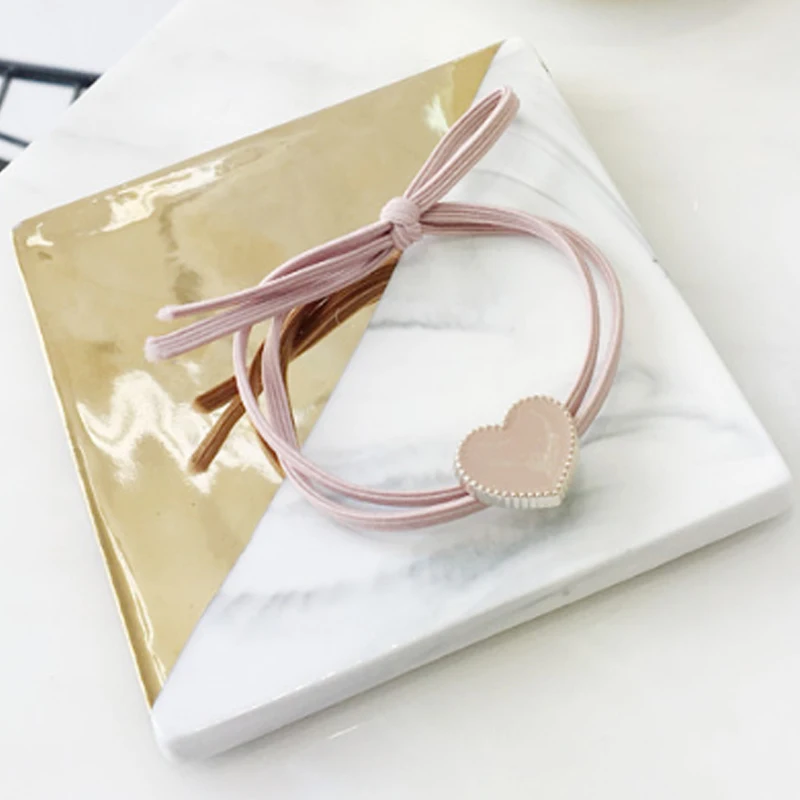 

2018 New Arrival Allergy Free Smile Face 1PC/1Pair Cartoon Bear Flower Bowknot Heart Star Elasticity Pink Young Heart Korean