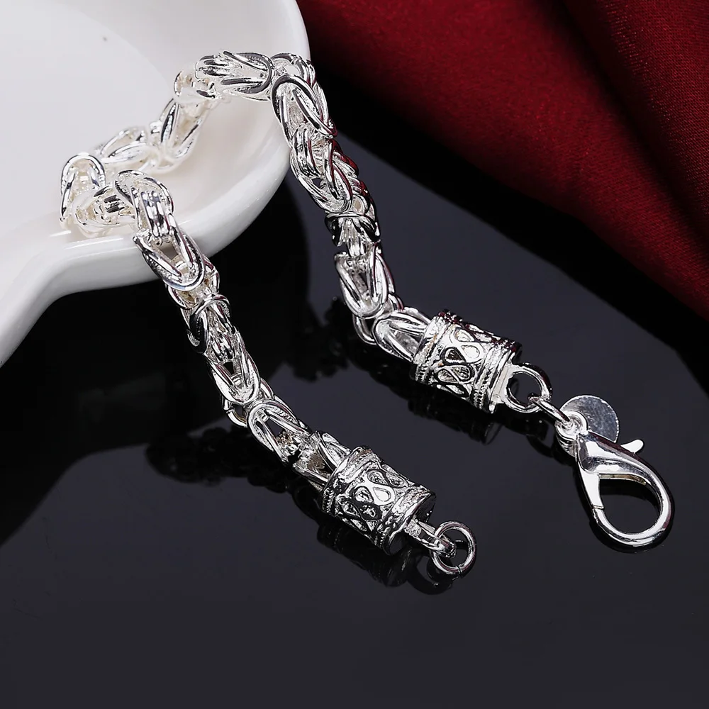LJ& OMR, роскошный мужской браслет, 925 пробы, браслет, мужские ювелирные изделия, цепочка и звено, браслет для мужчин и женщин, серебряные ювелирные изделия(Размер 20 см