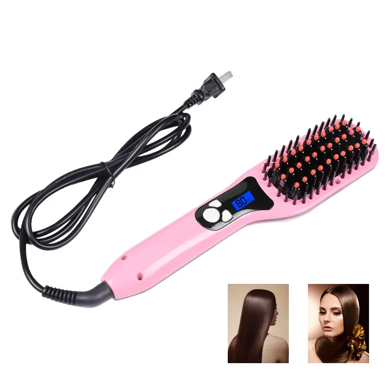 2019 LCD Temperature control Hair Brush Fast Straightener Comb hair Electric brush comb Irons Auto Straight brush|hair electric brush|straight