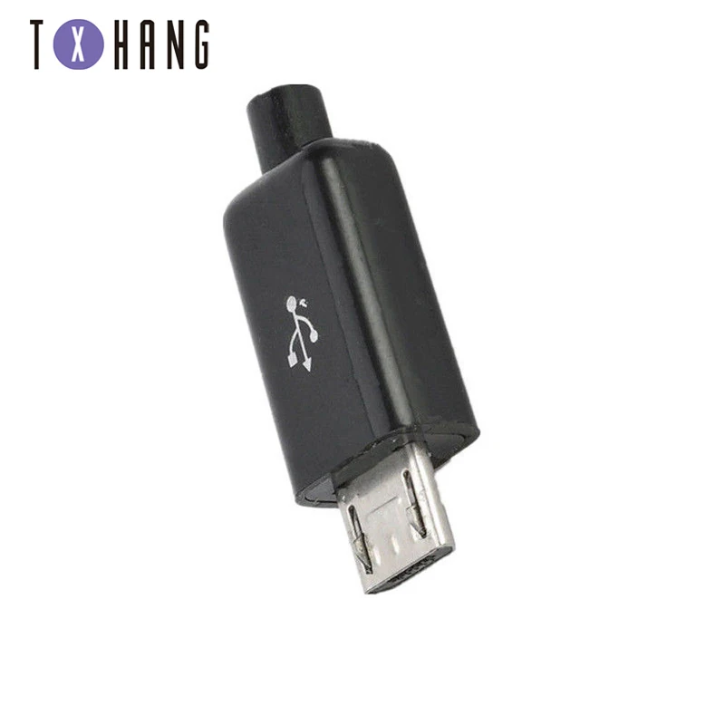 10PCS/LOT Micro USB 5Pin Male connector plug Black welding Data OTG line interface DIY data cable accessories | Электронные