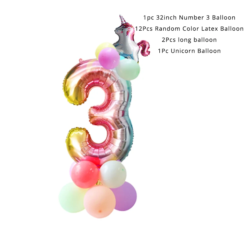 16pcs Balloon Set 20 штук Единорог салфетка Бумага одноразовая посуда Свадебные украшения для девочек день рожденья для мальчиков для украшения детского душа расходные материалы - Цвет: 16pcs Balloon Set