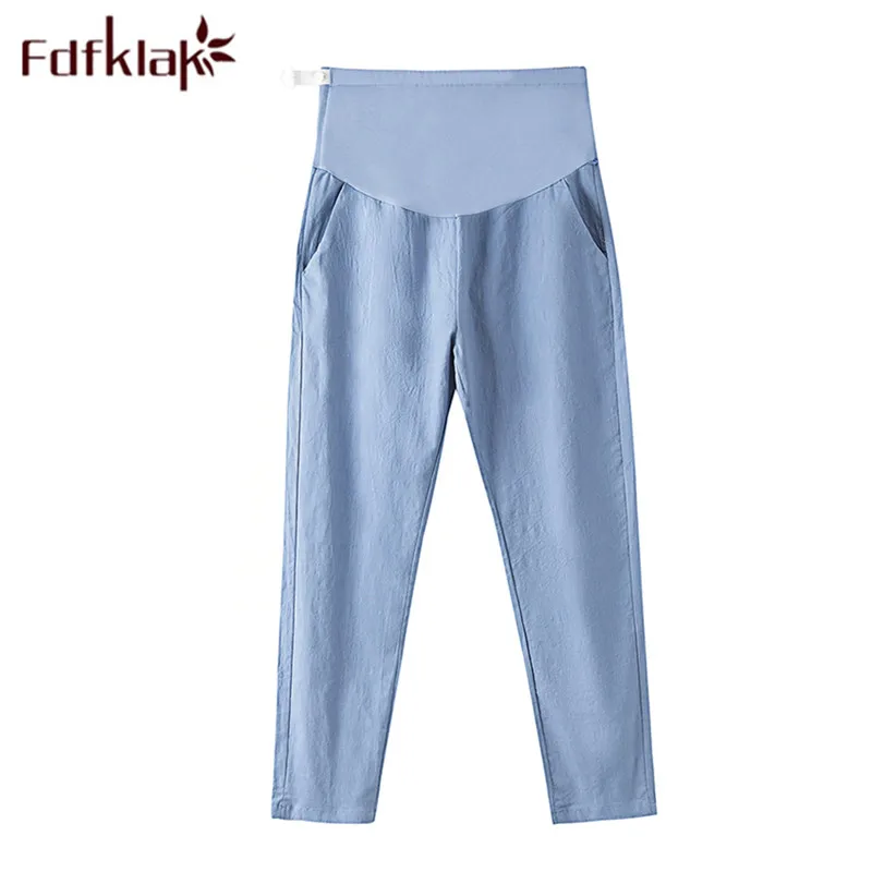 Fdfklak Spring Summer Maternity Pants 2020 New Casual Clothes For Pregnant Women Loose Blue Pregnancy Pants Women Trousers F234